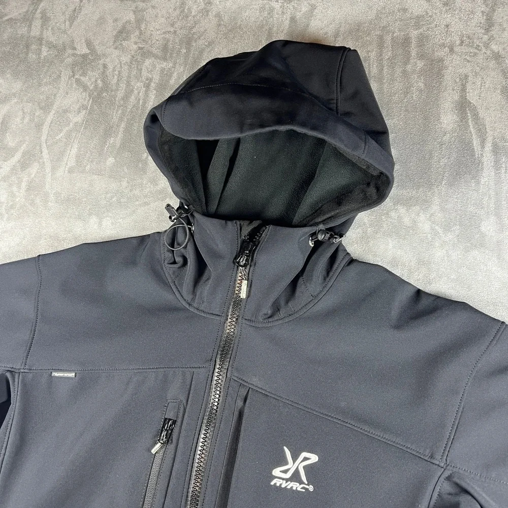 RevolutionRace Hiball Jacket Mens XL Black Softshell Hooded Outdoor Style 10014
